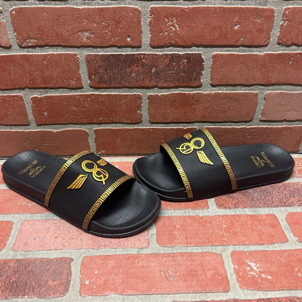 Creative Recreation ‘VICENZA’ Black/Gold EVA Slide Sandals Men’s Size 11 / 44.5